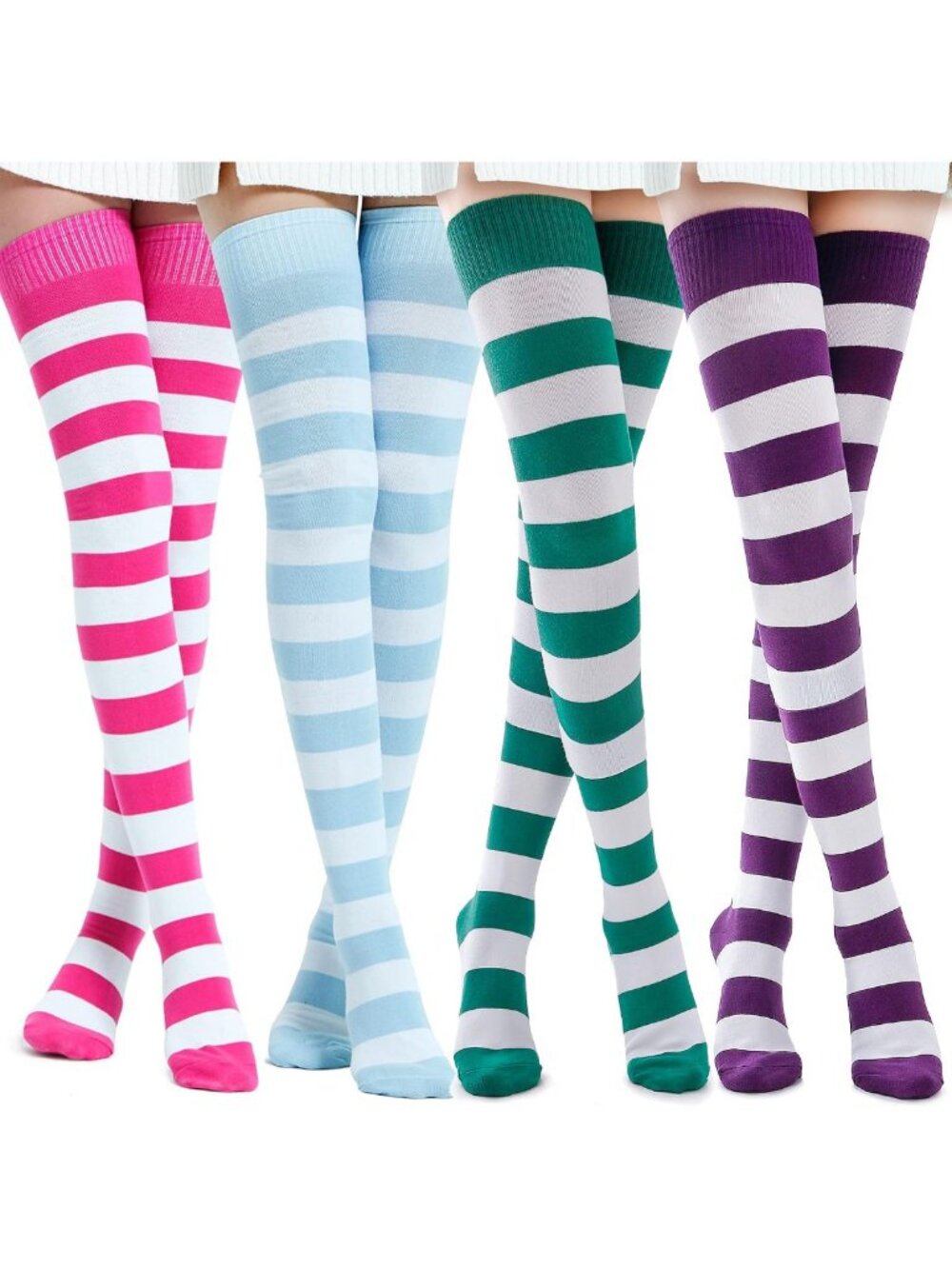 Extra Long Cotton Stripe Thigh High Socks | Over the Knee Fashion Socks